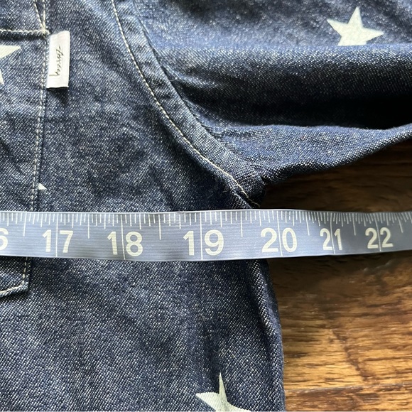 Stussy big star AOP logo spellout button front denim chambray shirt medium - Picture 7 of 10